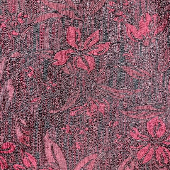 KASPER Dress Red/Black Floral Brocade Fit & Flare Box Pleated Dress Sz. 12 - Picture 2 of 15